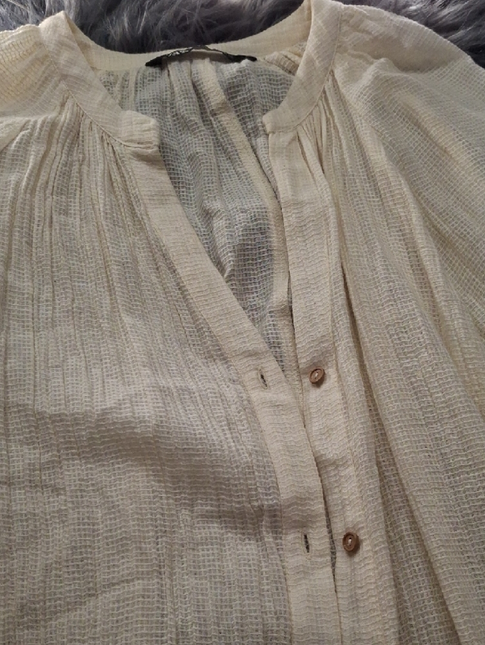 Zara Cream Sheer Button-Front Duster / Kimono - Picture 7 of 13
